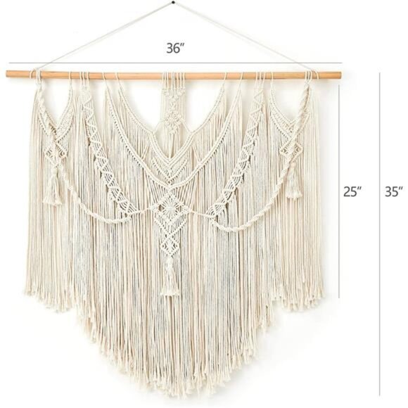 Macrame Wall Hanging Boho Home Decor Chic Woven Decoration Bedroom Living Room - Picture 6 of 7